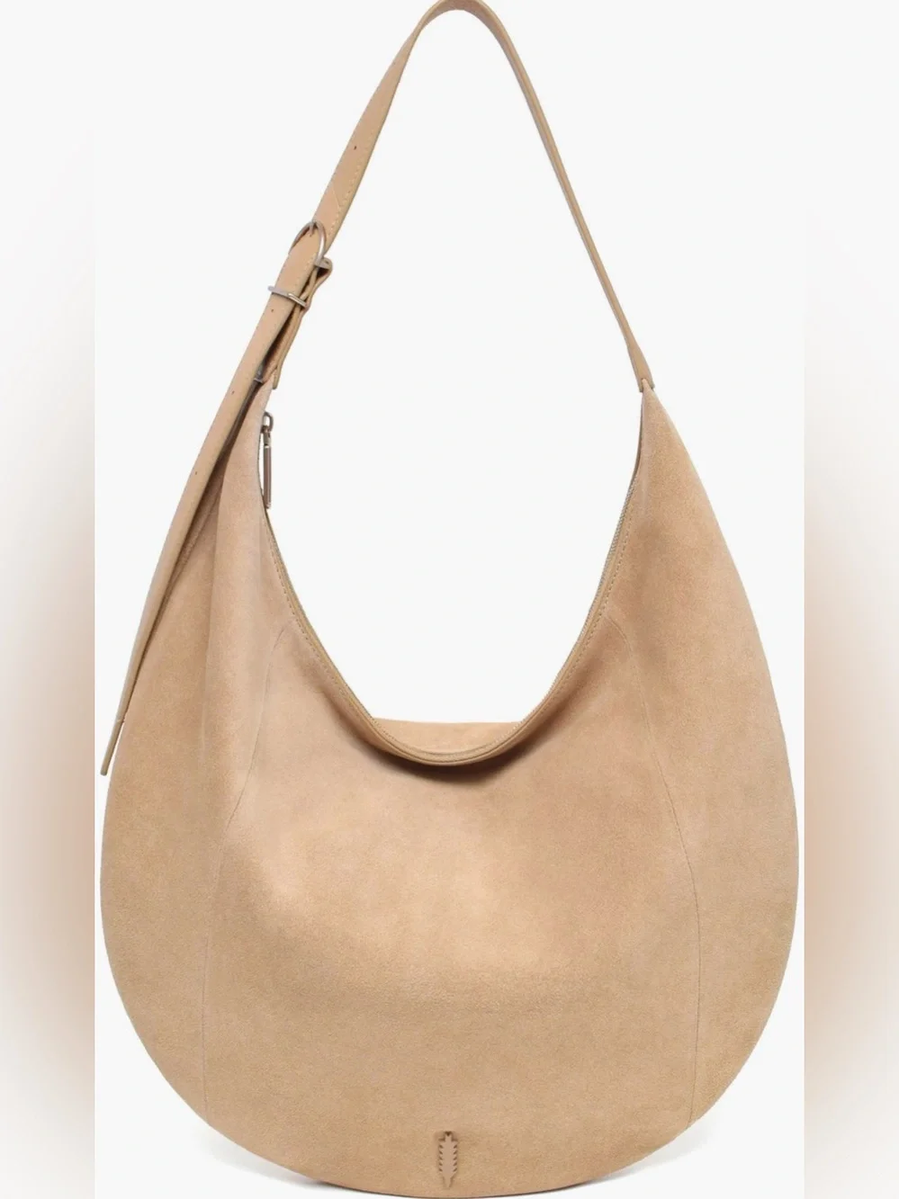 Thacker Oversized Wyatt Suede Hobo Shoulder Bag in Beige Nutmeg NWT